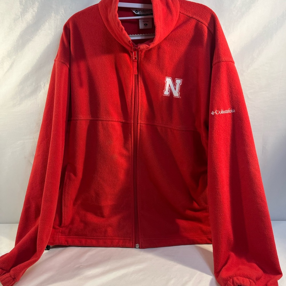 Columbia Sportswear Company Mens Nebraska Huskers Red Fleece Zip Up Jacket Sz XL